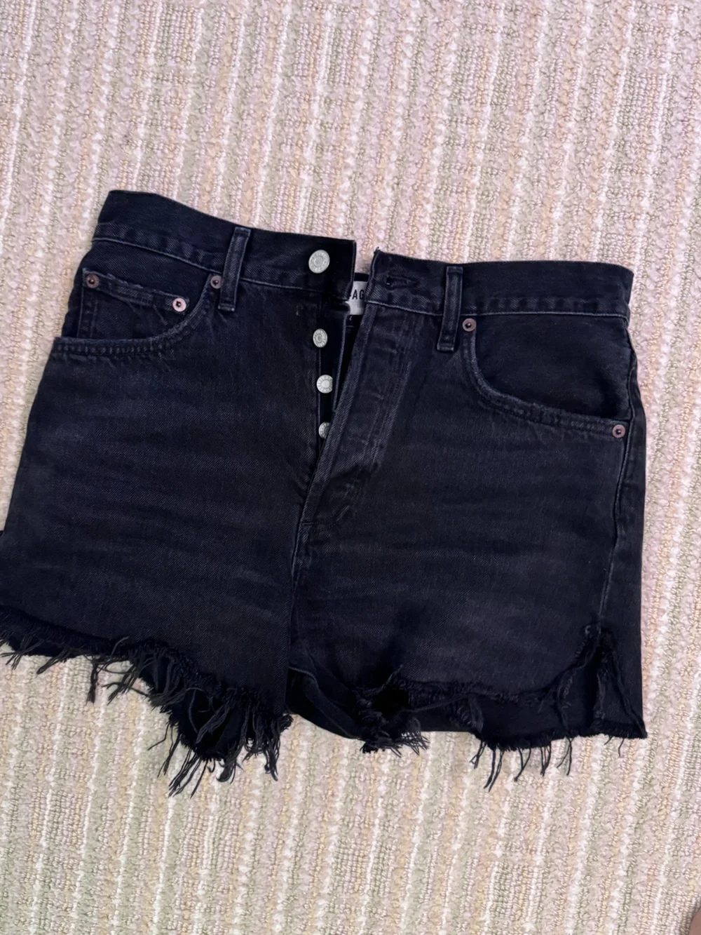 Agolde Black Denim Dee Jean Shorts